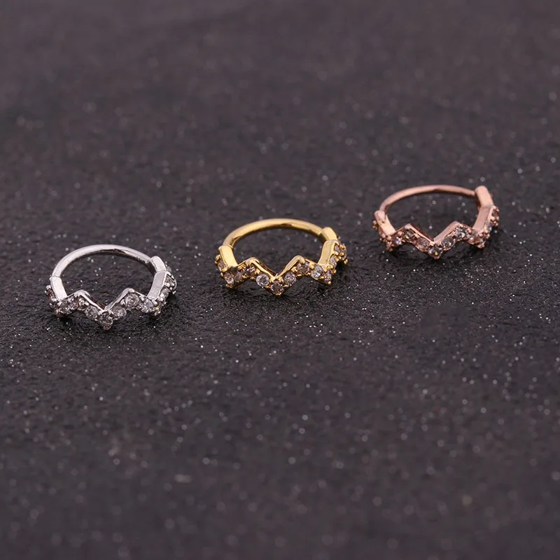ROXI 1 шт. кольцо из нержавеющей стали CZ кольцо для носа для женщин и мужчин ювелирные изделия для тела Пирсинг клип подарок бесшовное ноздри кольцо губы ухо кольца