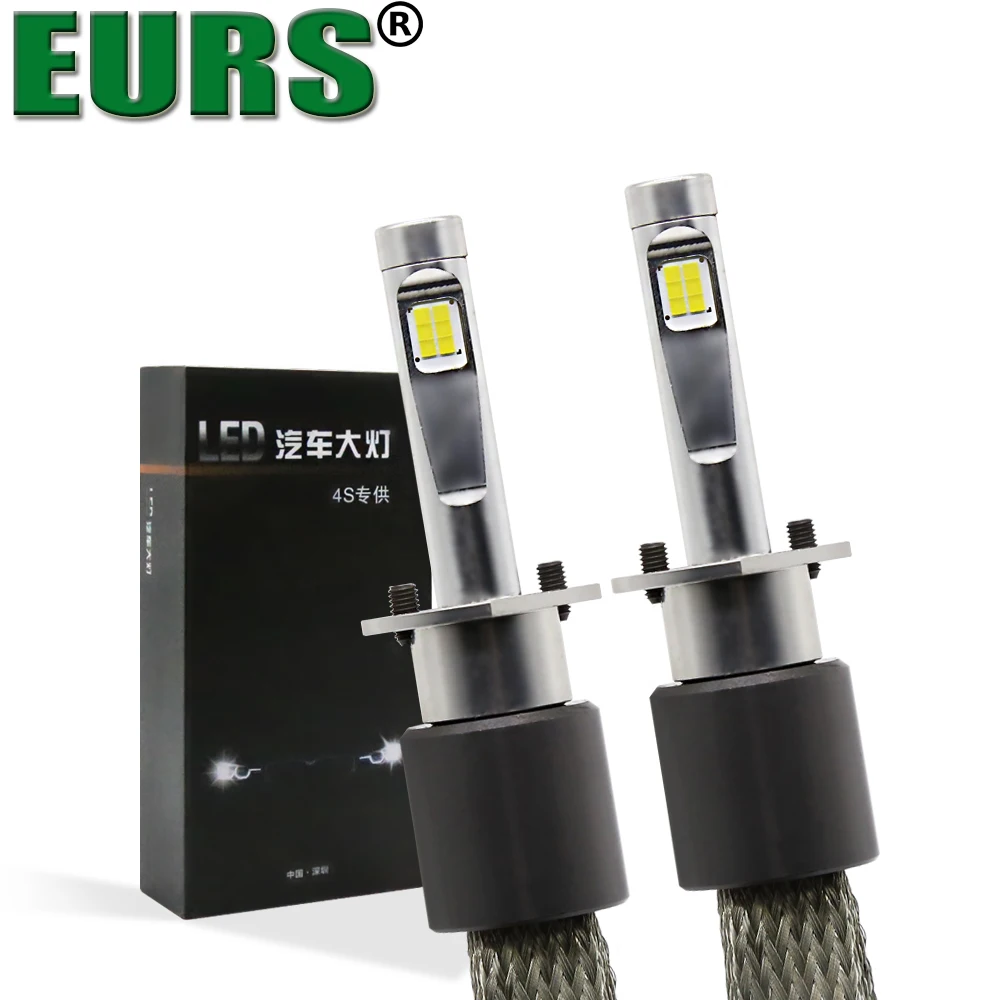 

EURS(TM) LED lamp 12V H1 H3 H4 H11 headlight led Motorcycle accessories car styling 40W 6000K 4800LM car headlamp super bright