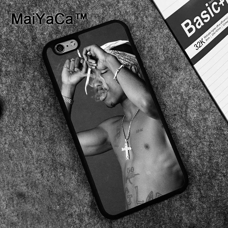 

MaiYaCa Tupac Shakur 2pac Smoking Cases For iphone 7 8 6 6S Plus X XR XS MAX 5 5S SE Cover Coque