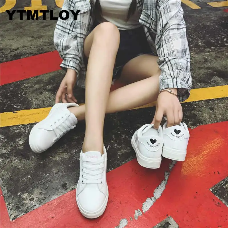 Женская обувь на шнуровке Tenis Feminino белая однотонная повседневная кроссовки