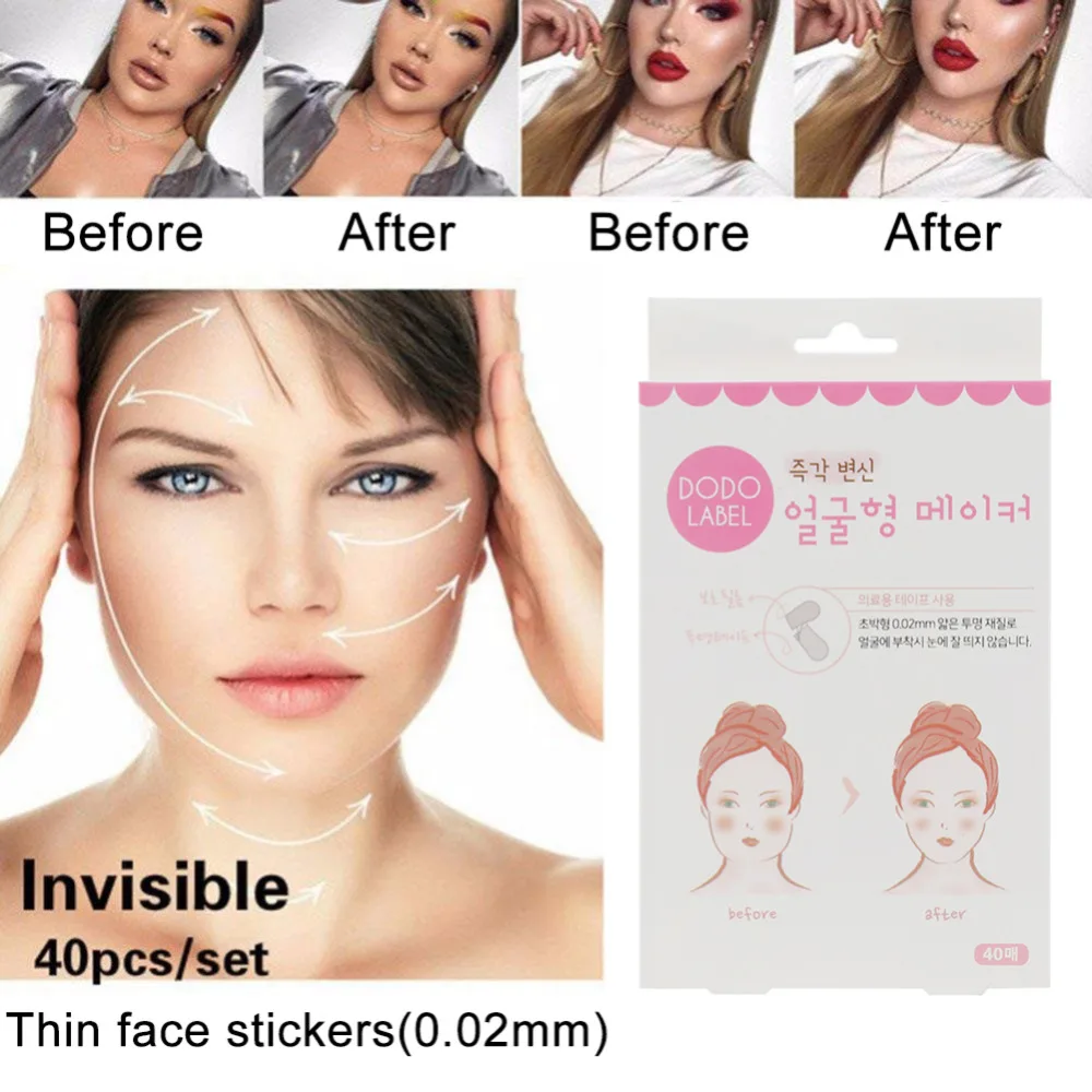 

40 Pcs/Set Makeup Beauty V-Shape Face Lift Up Fast Chin Adhesive Tape Makeup Face Lift Rubberized Fabric Tools Drop Shipping