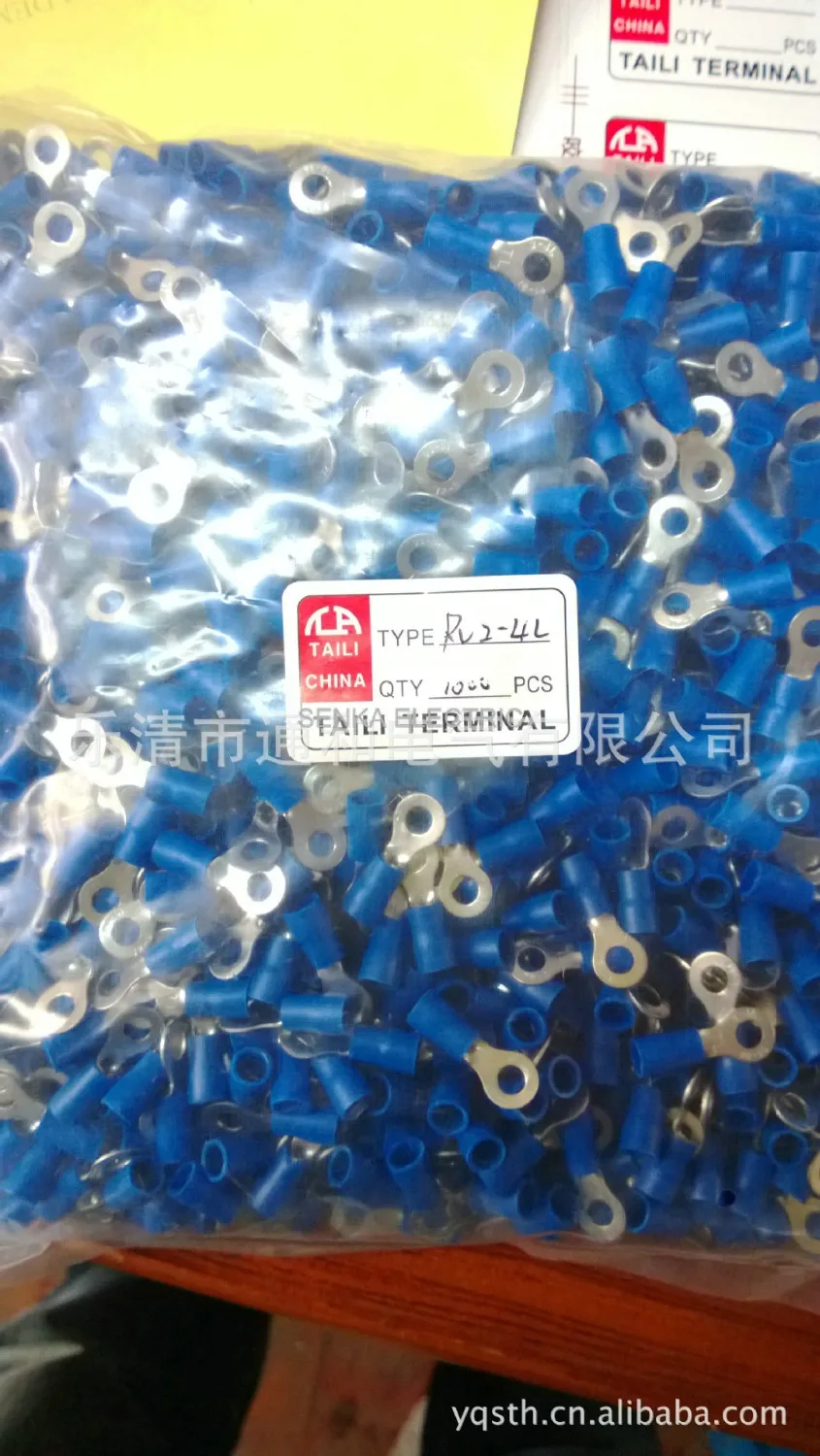 

1000pcs RV2-4L #8 TO-JTK copper material ring shaped insulated terminal
