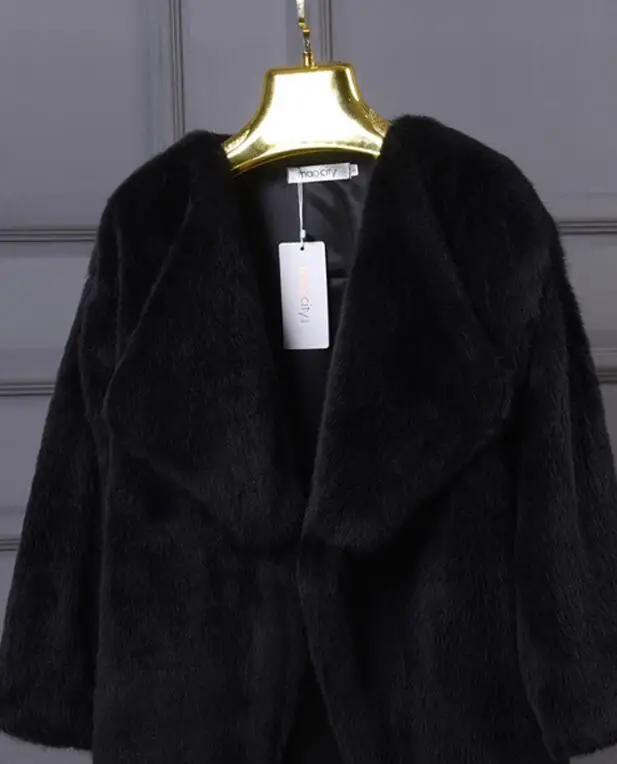 Winter Women Faux Fur Sweet Coats White Warm Womens Fake Fur Jacket Fashion Hight Quality Faux Mink Fur Coat Jacket Black A3874