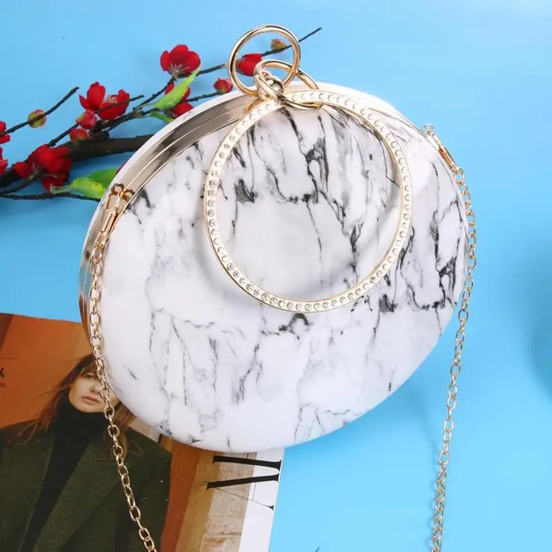 جديد 2019 أزياء المرأة حقيبة ساعي سيدة سلسلة جولة مساء حقيبة كتف هوب المحمولة Crossbody الرخام مخلب يد Z70
