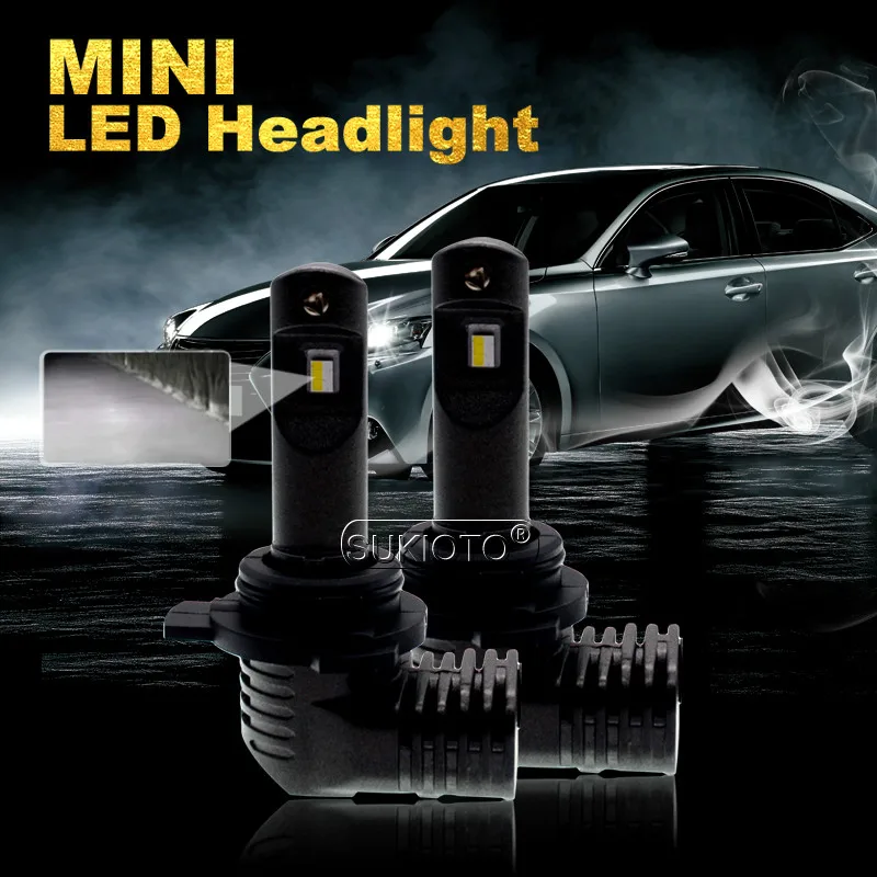 SUKIOTO 2PCS Original size HIR2 9012 LED Headlight 35W Bright led car front light for RAV4 PAJERO LEVIN high low 9012 5200LM (16)