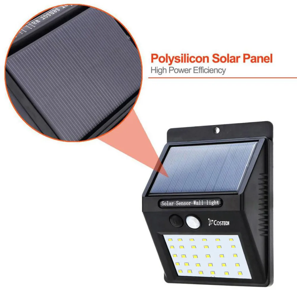 Светодиодный солнечный Мощность движения PIR Сенсор настенный светильник 30 светодиодный открытый Водонепроницаемый энергосберегающие