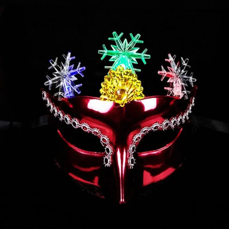 Ассорти светодиодный мигающий маска снежинок принцесса Венецианская светящийся шар маски для женщин леди девушки праздничное платье декор Хэллоуин
