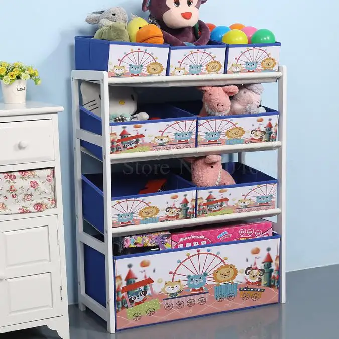 Solid wood toy rack storage rack toy box finishing child toy cabinet home toy storage artifact - Цвет: VIP 12