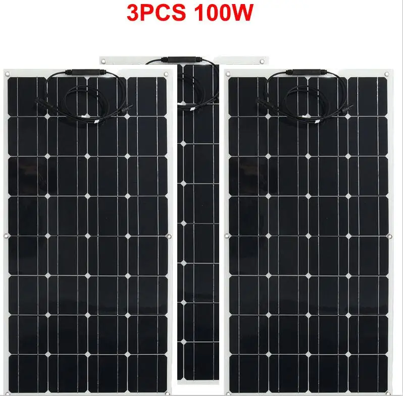 Комплект солнечных батарей домашняя система зарядное устройство 12 В монокристаллический солнечный элемент модуль полугибкая солнечная панель 100 Вт 200 Вт 300 Вт 400 Вт - Цвет: 3PCS