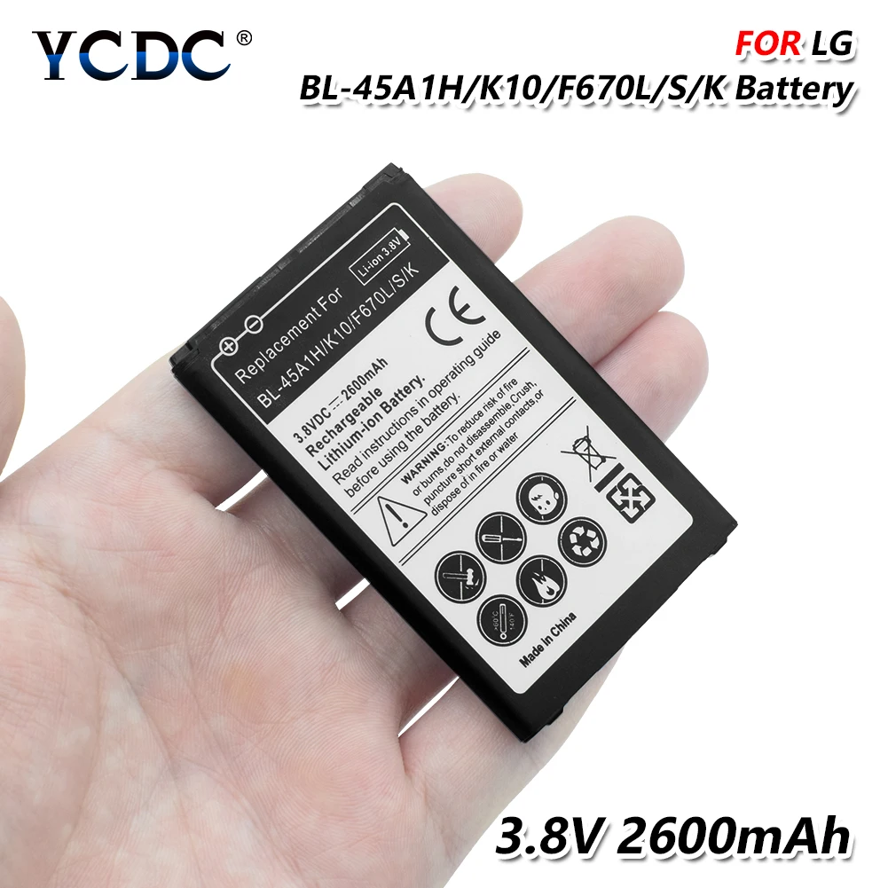 YCDC 3,8 V 2600 мА/ч, BL45a1h BL-45a1h Батарея BL 45a1h для LG K10 F670k F670s F670l K420 K420n Q10 Перезаряжаемые литий Батарея