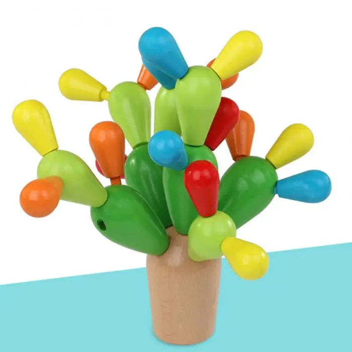 Brinquedo de Madeira Blocos de Construção Cactus Equilíbrio Jogo Balanceamento Destacável M09 9 Cheap Cor e forma