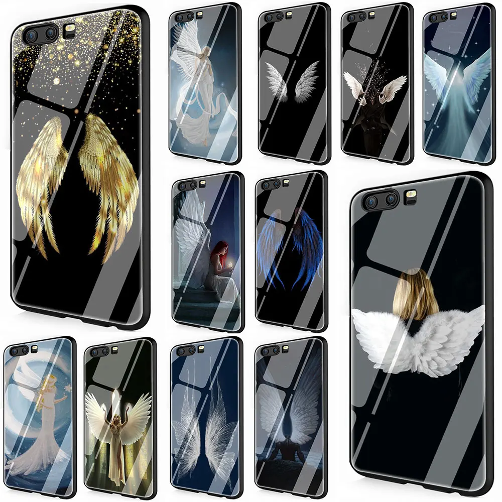 Чехол для телефона angel wings из закаленного стекла для huawei mate P 10 20 30 Lite Pro Y9 Honor 8X 7A