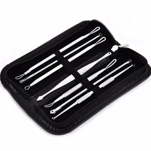 По ems или dhl 50 комплектов 7 шт/1 Набор Черная Головка поставляется, угревая сыпь выталкиватель экстрактор для прыщей иглы косметический инструмент для чистки лица