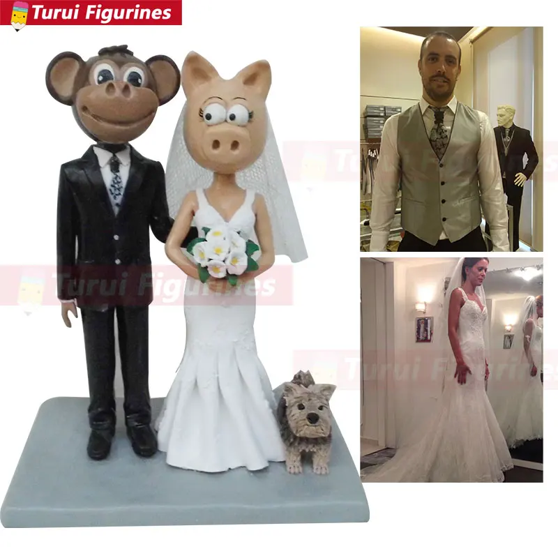 

wedding cake topper figures custom Couple Bobblehead mini me couple statue golfer harley davidson custom made bobble head dolls