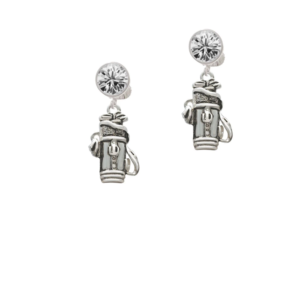 Golf Club Bag Crystal Clip On Earrings (1)