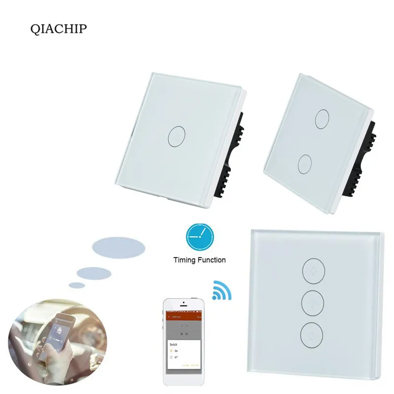 

QIACHIP UK / EU WiFi RF / APP / Touch Control Wall Light Switch 1 2 3 Gang 86 Type Panel Wall Touch Light Switch Smart Home Z3