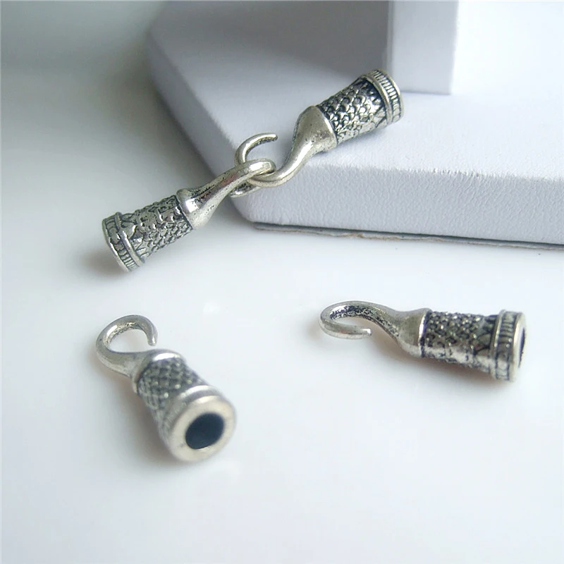 

10pcs Antique Silver 4mm Round Cord End Hook Clasps fit 4mm Round Cord Necklace Bracelet DIY Jewelry Findings