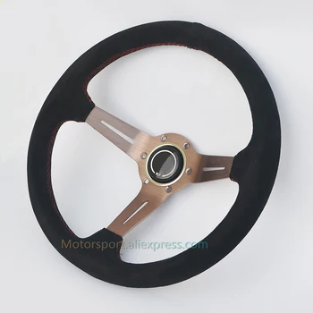 

Deep Dish 350mm Suede Leather ND Steering Wheel Universal Titanium Car Steering Wheel