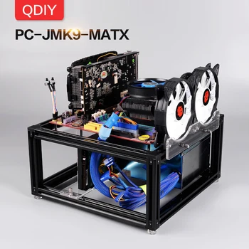 

QDIY PC-JMK9 New Personalized MicroATX Open Aluminum Alloy Block Water Cooled Platform Computer PC Frame