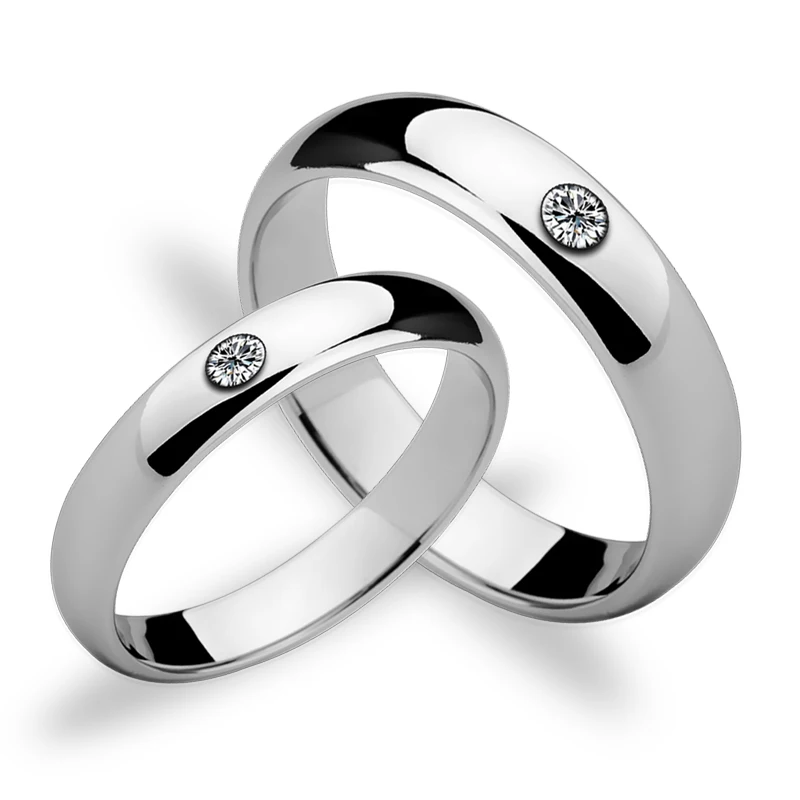 Романтические полированные обручальные кольца из вольфрама с камнями CZ для пар 3,5 мм/5 мм ширина Размер 5-12