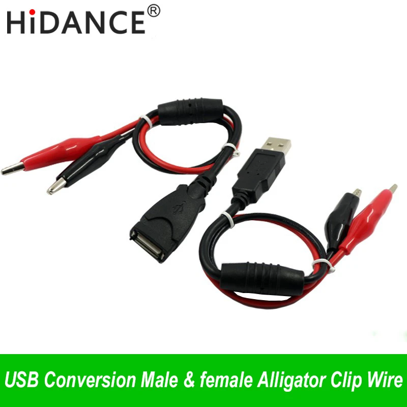 Alligator Clip To USB Male Cable - 58cm Test Lead For DIY Power & Projects