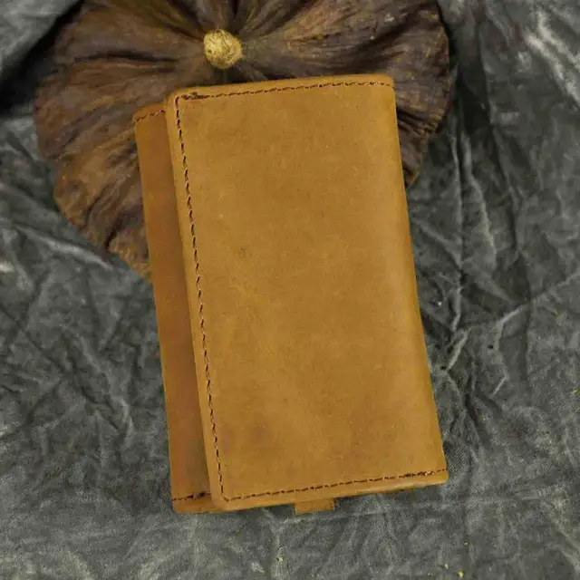 Original Leather Men Fashion Multifunction Coin Wallet Car Remote Case Key Ring Case Holder Chain Designer Key Package Bag 230-L light brown