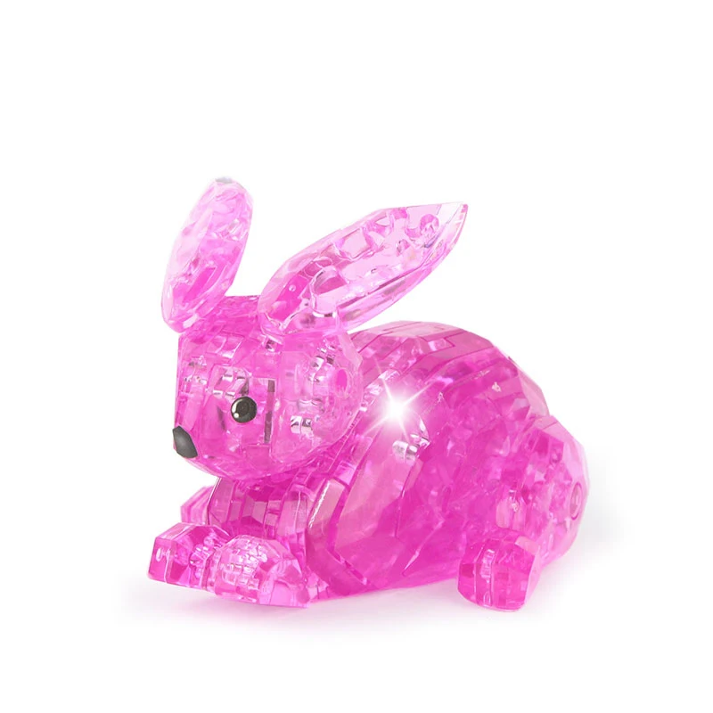 Интеллектуальная игрушка для детей 3d головоломка в розовом/прозрачном кролике форма Кристалл Головоломка дети Alatoys развивающие игрушки - Цвет: Pink
