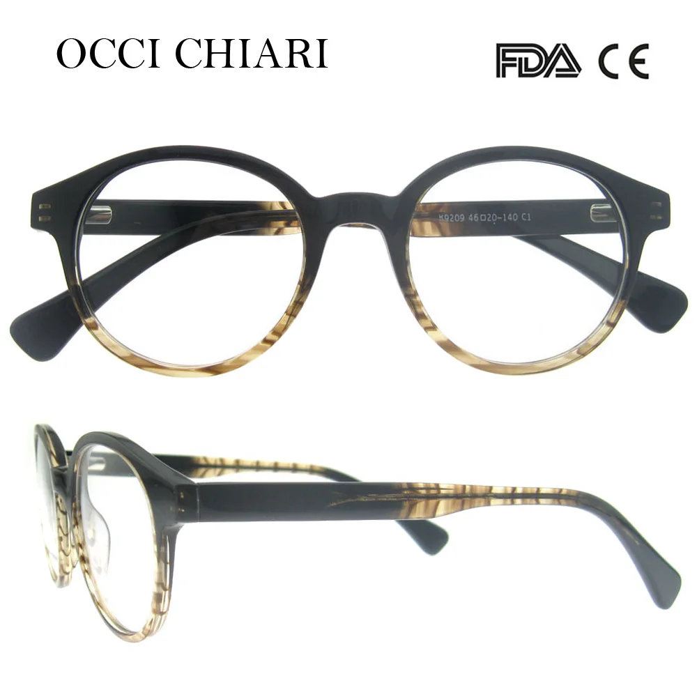 

OCCI CHIARI 2018 Vintage Design Round Acetate Retro Optical Glasses Frames Women Clear Lens Eyeglasses Spectacles W-CEROLINI