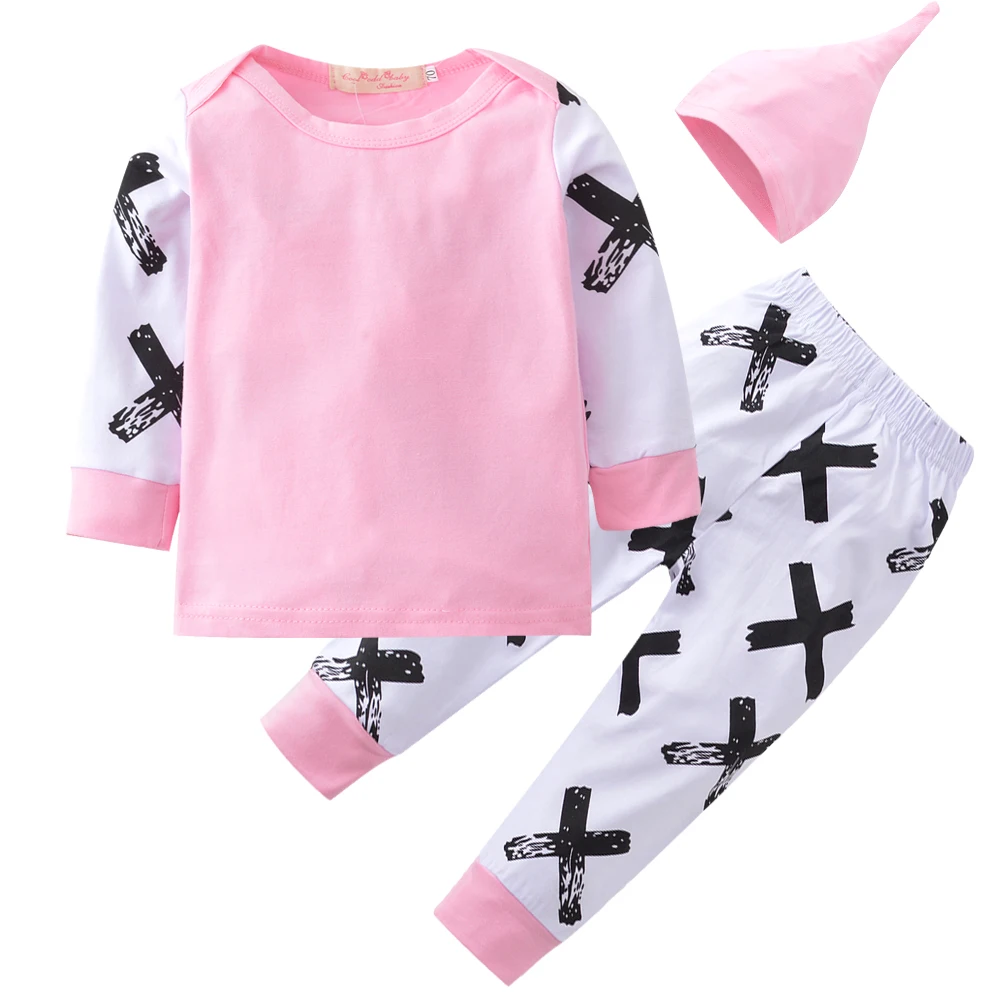 

Baby Girl Clothing Set Long Sleeve Fashion T-shirt+Pants+Hat Infant 3pcs/suit Toddler Outfits Newborn Baby Girl Clothes