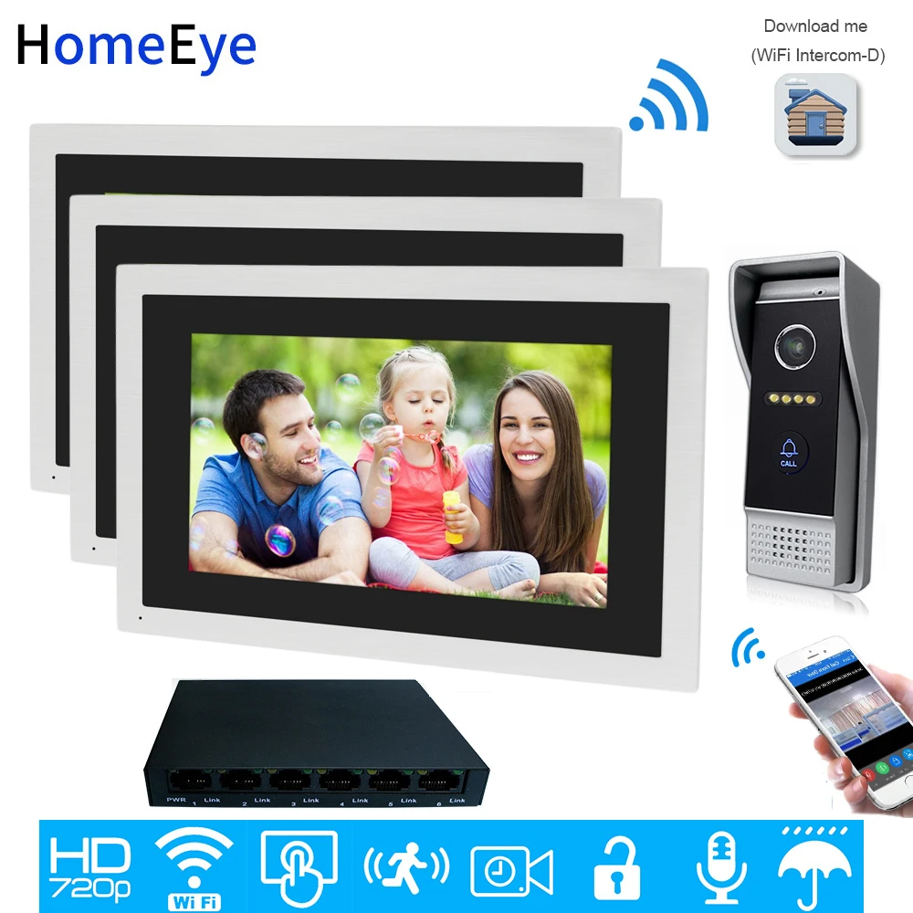 720P HD 10inch Touch Screen WiFi IP Video Door Phone Video Intercom 1-3 Home Access Control System Android IOS App Remote Unlock 720P HD 10inch Touch Screen WiFi IP Video Door Phone Video Intercom 1-3 Home Access Control System Android IOS App Remote Unlock