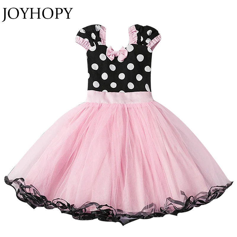 

JOYHOPY Baby Girl Dress 2018 Summer Infant Dot Dresses For 1-4 Years Girls Clothing School Party And Wedding Kids Dress