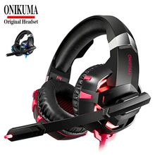 

ONIKUMA K2A Headphone Headband Gamer Headset PS4 3.5MM Stereo Headphones with Microphone for Computer LED Light Blue Red Headset