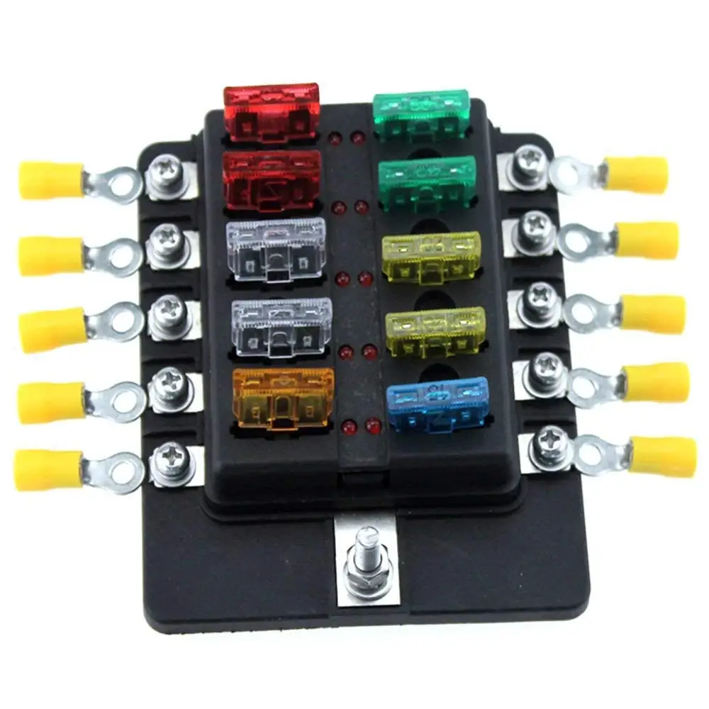 Buy 10 Way Circuit LED Fuse Blade Fuse Block For Car