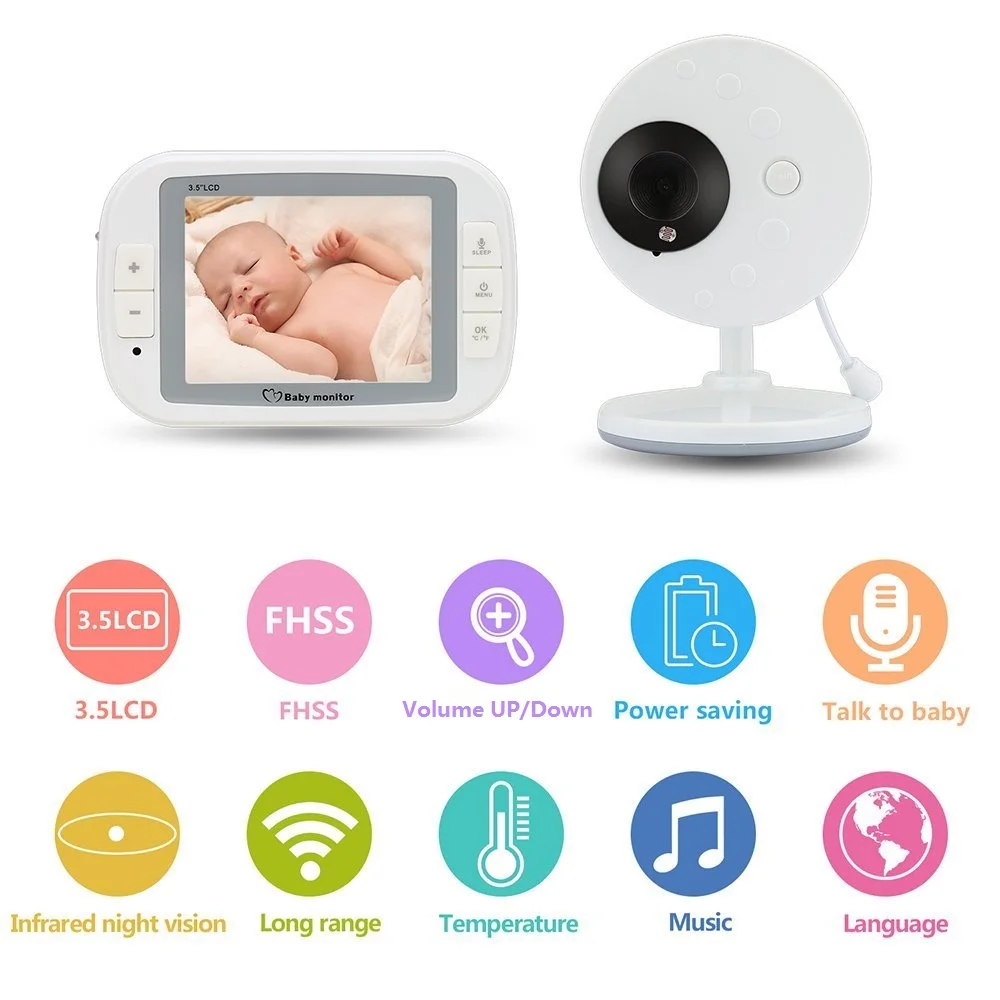 

3.5 inch Wireless Video Baby Monitor Night Vision Video Nanny Baby Camera Temperature Monitor Digital Babyphone Camera