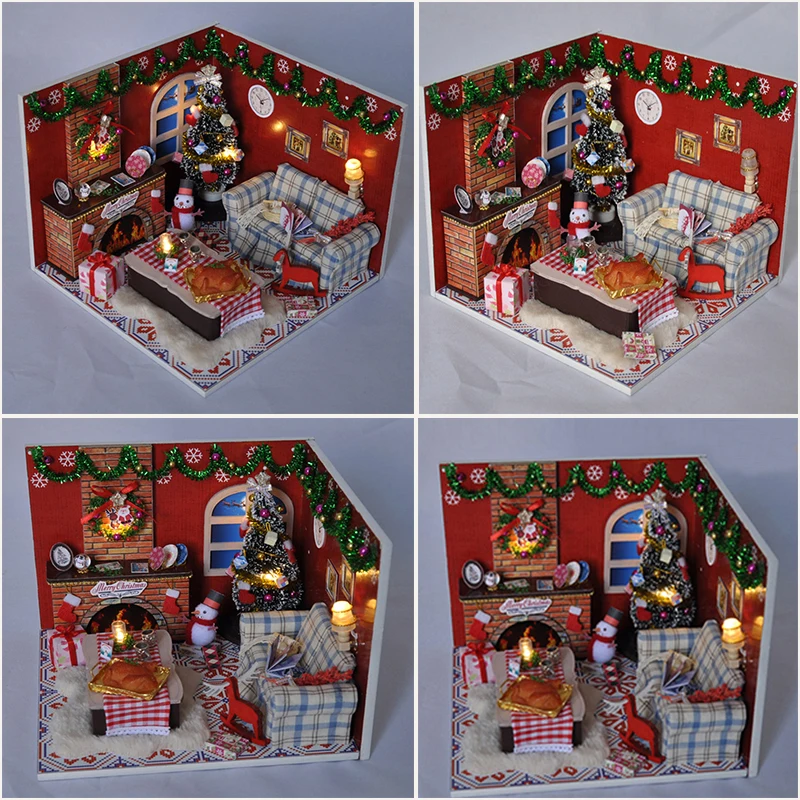 Мини-часы DIY Mujer с muebles de Casa de madera de la Navidad juguetes para nivienos Regalo TW8