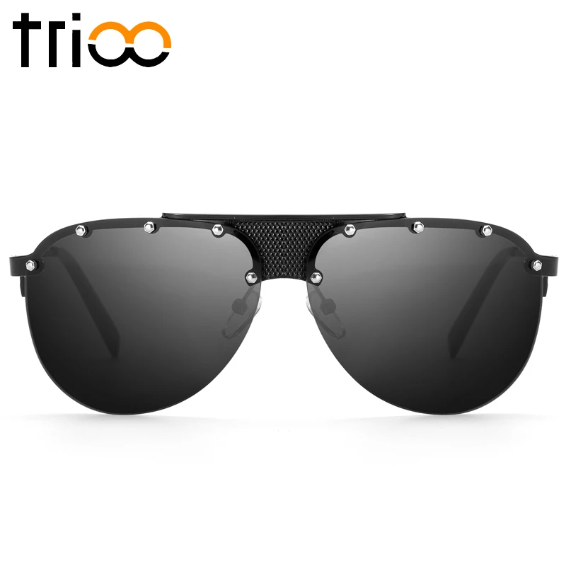 TRIOO Special Designer Male Sunglasses Rimless Cool Black Shades Mirror