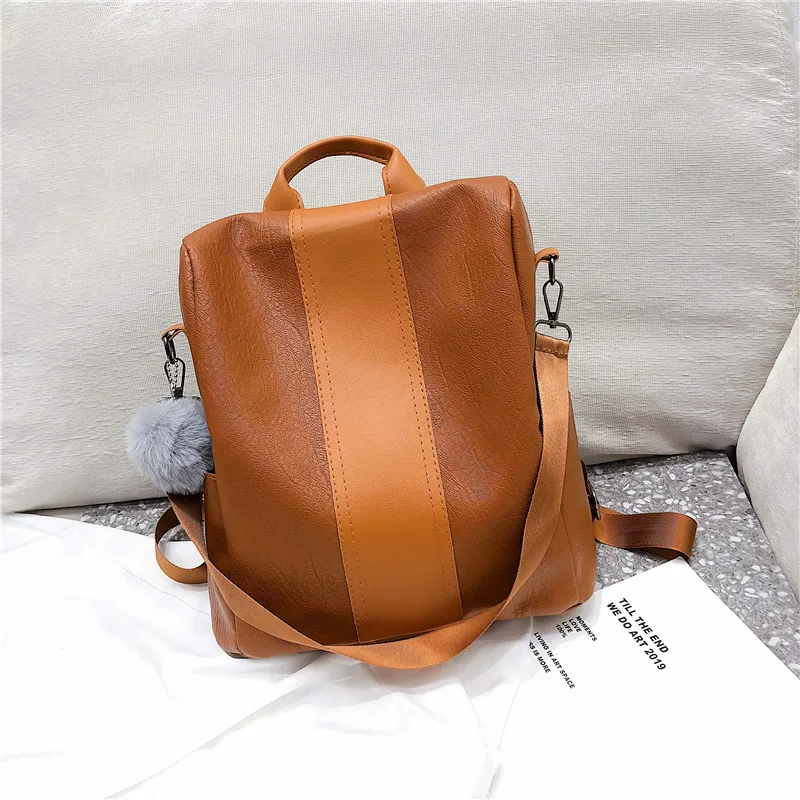PU-V4-brown Женский рюкзак с защитой от краж, кошелек, повседневный женский рюкзак, женский рюкзак, высокое качество, женские сумки через плечо, mochila feminina - Цвет: PU-V4-brown