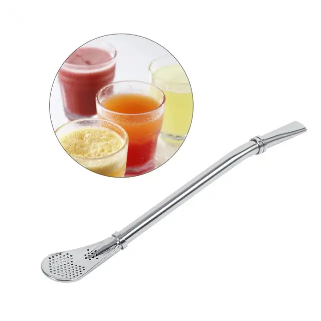 Yerba Mate Drinking Straw Dependable Stainless Steel Mate Tea Gourd Bombilla Drinking Straw Filtered Spoon Silver Filter Straw