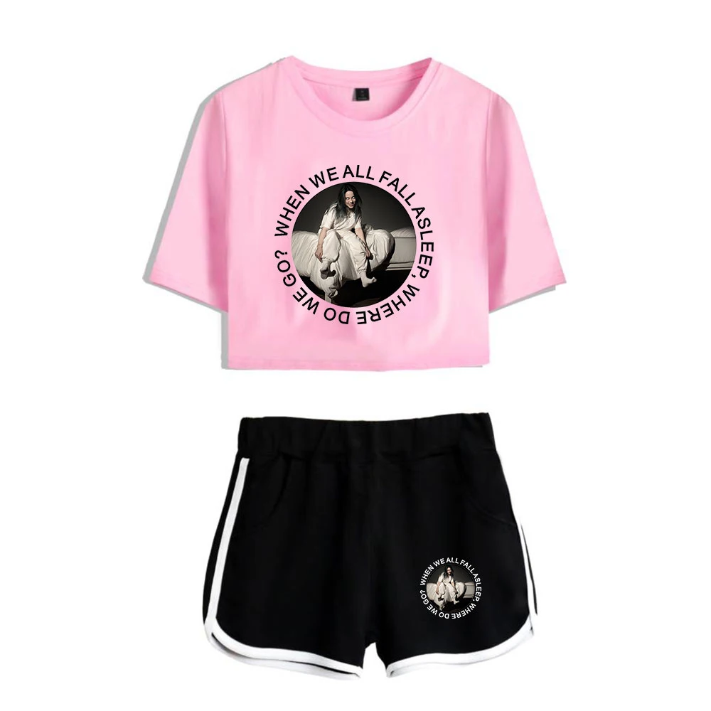 

Fashion HIP HOP style Clothes For Women Billie Eilish Shorts T-Shirt 2 Piece Outfits For Women Clothing Tank Top Sexy sportswear