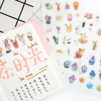 

6Sheets/Pack Afternoon Tea Time Decoration Scrapbooking Stickers Transparent PVC Stationery Diary Stickers