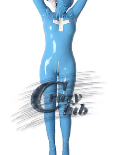 

Crazy club_Latex Women Catsuit Clothes Leotard with feet latex latex catsuit with condom custom latex catsuit Sale Fast Delivery