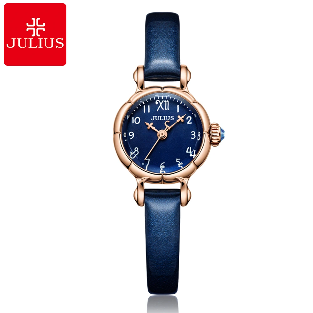 

New Spring Flower Genuine Women's Leather strap Quartz Girls Lovely Beautiful Small Watches Famous Brand Julius 969 Lady Clock