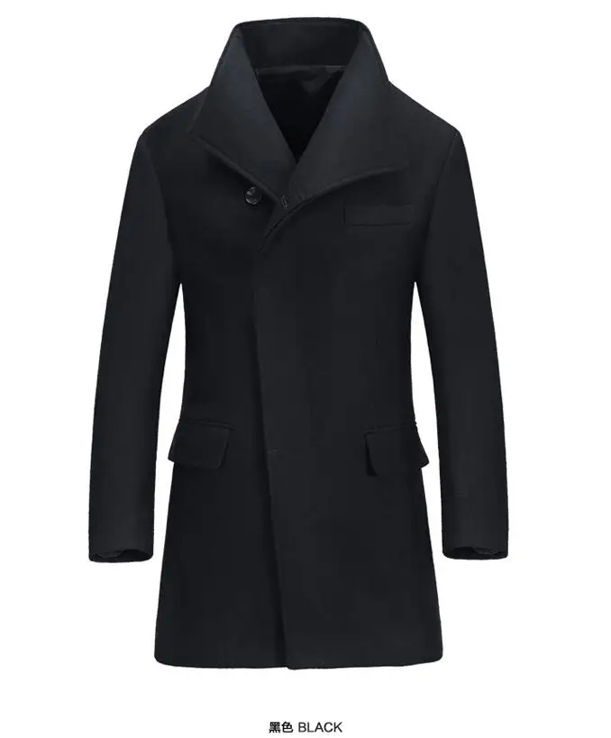 Новые мужские зимние шерстяные пальто длинное шерстяное пальто Куртка теплое шерстяное пальто Высокое качество