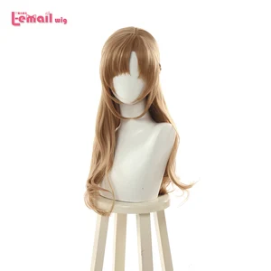 L-email wig Synthetic Hair Hells Two Hit Mom Mamako Oosuki Cosplay Wig Braid Wigs Brown 60cm Long loose Heat Resistant Perucas