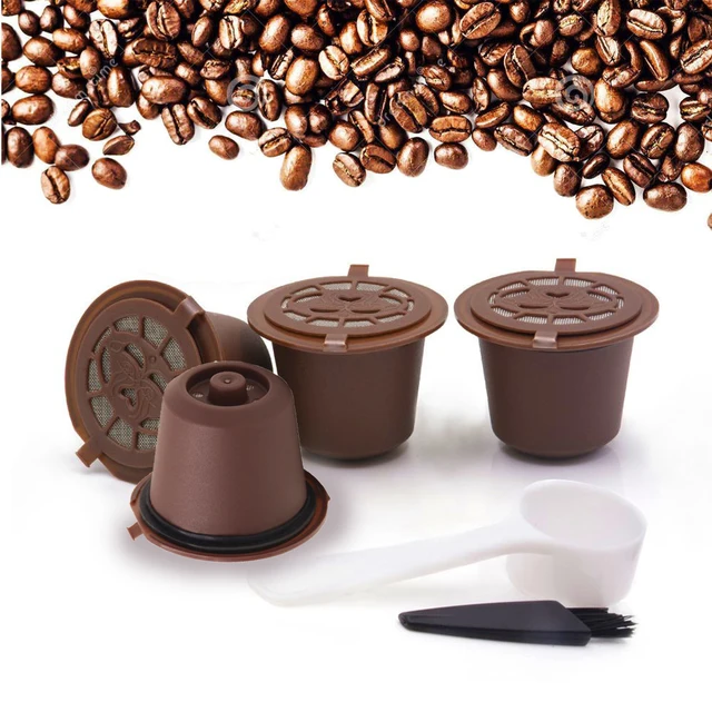 Special Offers 2Pcs Reusable Coffee Capsules+Spoon+Brush Set Black Mini Powder Basket Nespresso Machine Home Office Coffee Brewing Accessories Special Offers 2Pcs Reusable Coffee Capsules+Spoon+Brush Set Black Mini Powder Basket Nespresso Machine Home Office Coffee Brewing Accessories