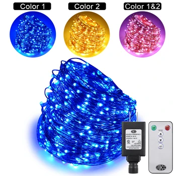 

Dual-Color 50M/164 FT 500LEDs Copper Wire String Lights For Xmas Decoration & Party Fairy with 10 Function remote+ UL(US)Adapter
