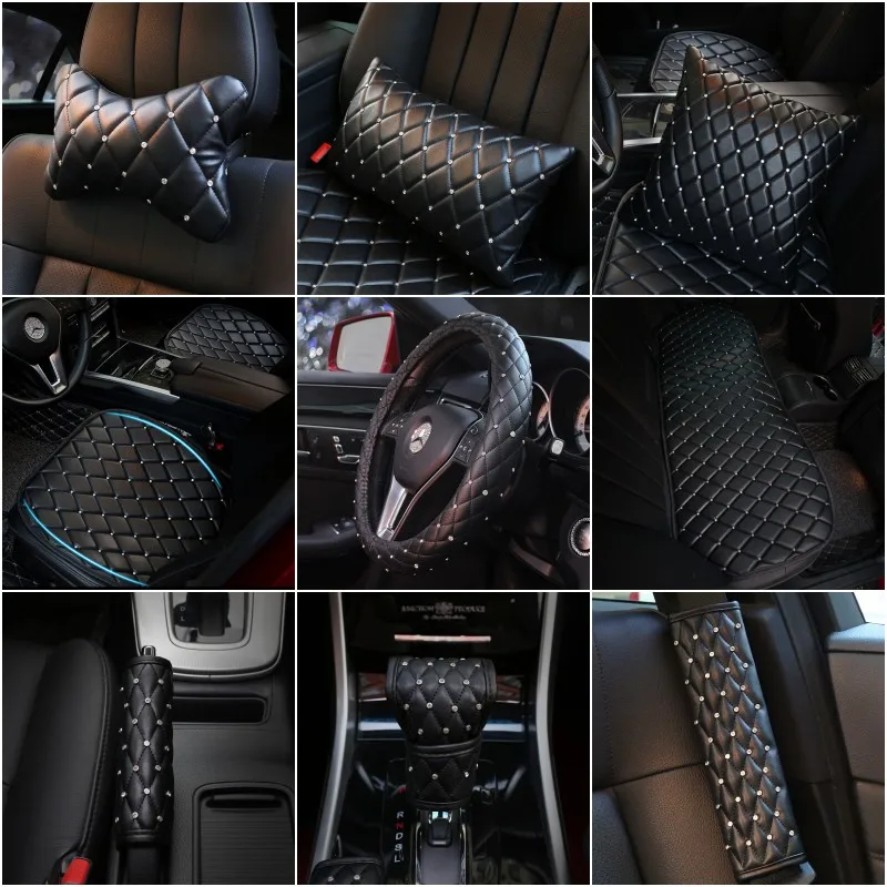Diamond Crystal Car Seat Cushion Rhinestone Universal Size Auto Front