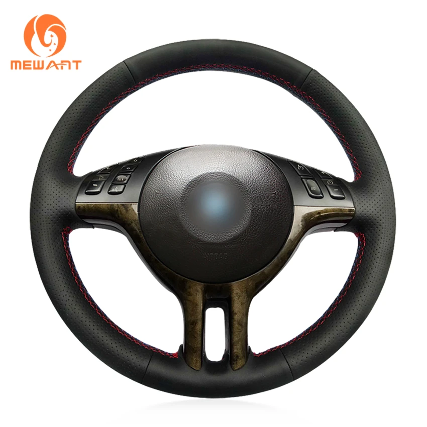 MEWANT Black Artificial Leather Car Steering Wheel Cover for BMW E39 E46 325i E53 X5 MEWANT Black Artificial Leather Car Steering Wheel Cover for BMW E39 E46 325i E53 X5