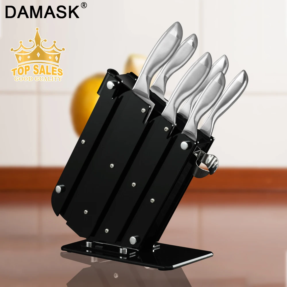 

Damask Stainless Steel Knife Set Japanese Chef Knife With Knife Stand Professional Cook Lightweight Sharp Cooking Accessories