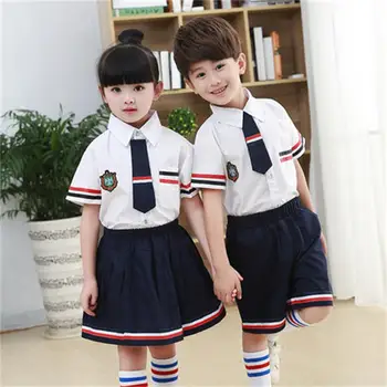 

High Quality Children's Day Dresses Kindergarten School Uniforms Performance Bibs Pupils Children Boys Costumes Summer